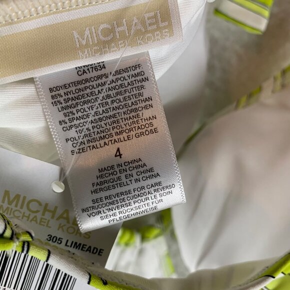 Michael Kors Womens Zebra Print Cutout Halter One Piece Lime Swimsuit Size 4 NWT - Picture 5 of 7